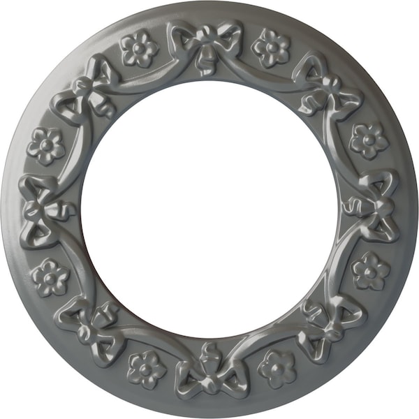 Ekena Millwork Ribbon with Bow Ceiling Medallion (Fits Canopies up to 7 1/2"), 12 1/4"OD x 7 1/2"ID x 7/8"P, Silver CM12RISLS - main
